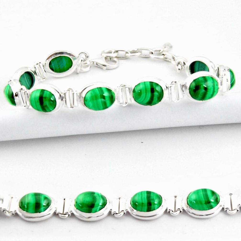 40.36cts natural malachite (pilot's stone) 925 silver tennis bracelet r39015