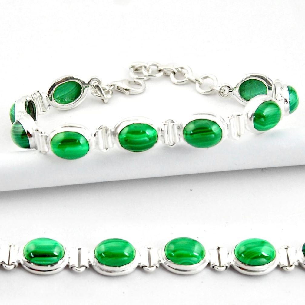 41.06cts natural malachite (pilot's stone) 925 silver tennis bracelet r39017