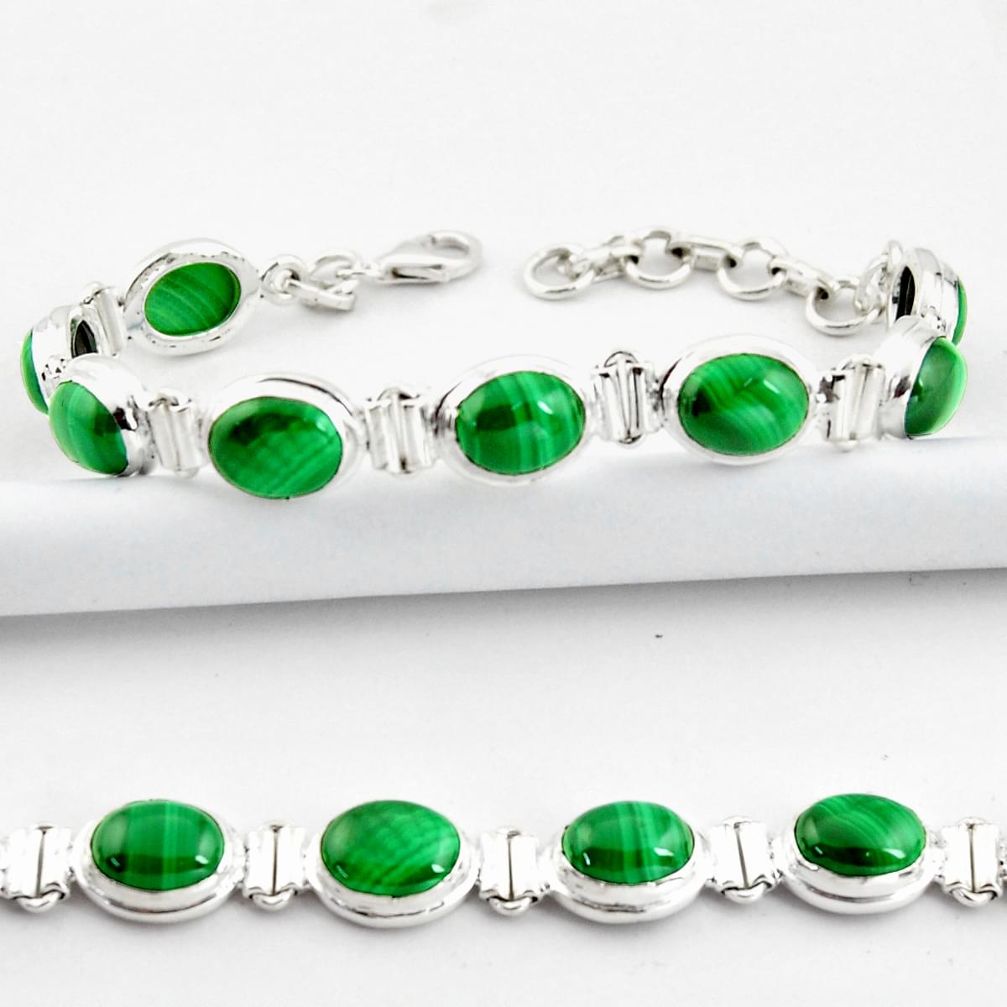 33.76cts natural malachite (pilot's stone) 925 silver tennis bracelet r39020