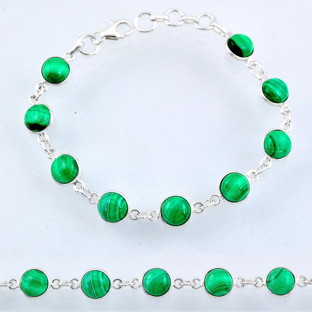 26.52cts natural malachite (pilot's stone) 925 silver tennis bracelet r55101