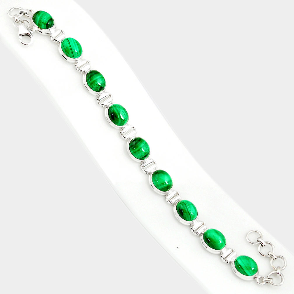 42.78cts natural malachite (pilot's stone) 925 silver tennis bracelet r84271