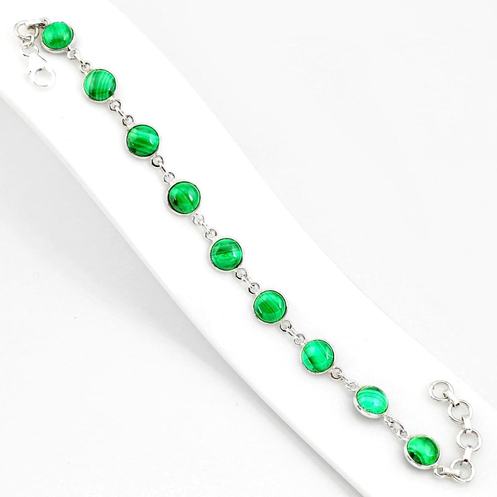 24.89cts natural malachite (pilot's stone) 925 silver tennis bracelet r84941