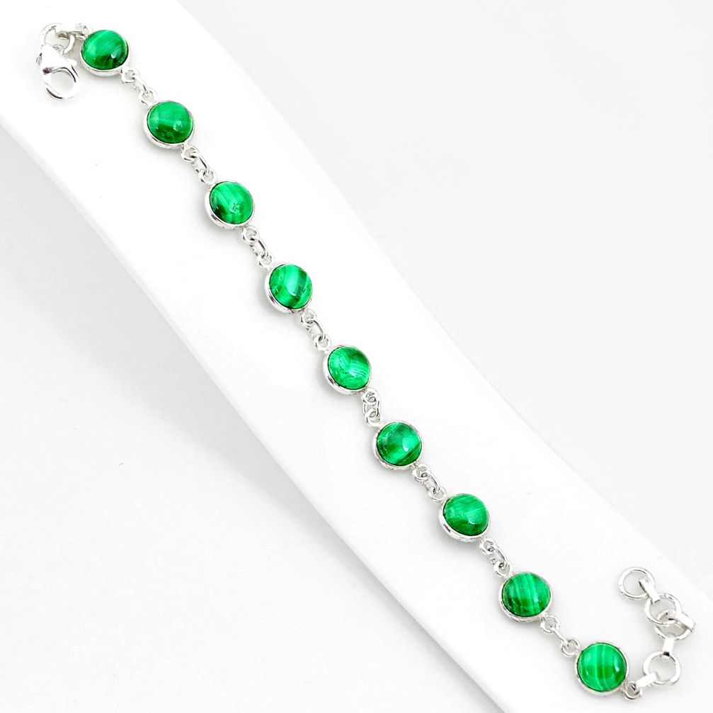 27.69cts natural malachite (pilot's stone) 925 silver tennis bracelet r84942