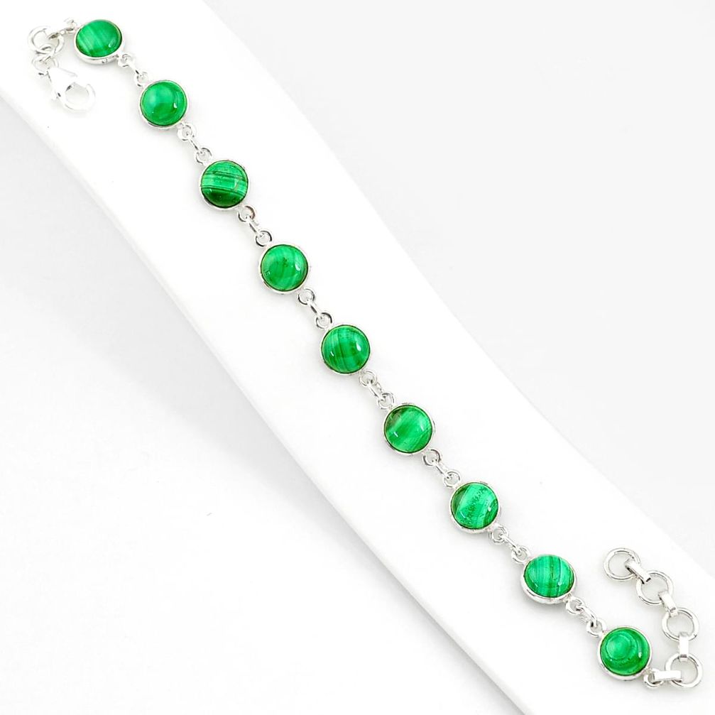 27.13cts natural malachite (pilot's stone) 925 silver tennis bracelet r84945