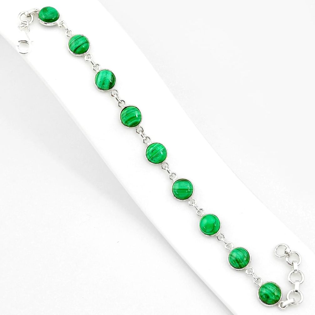 27.13cts natural malachite (pilot's stone) 925 silver tennis bracelet r84946