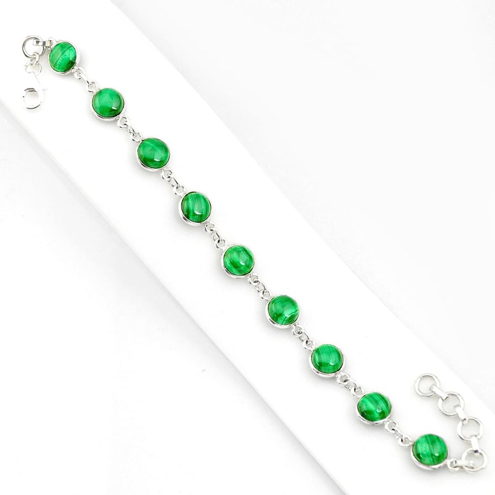 27.10cts natural malachite (pilot's stone) 925 silver tennis bracelet r84947