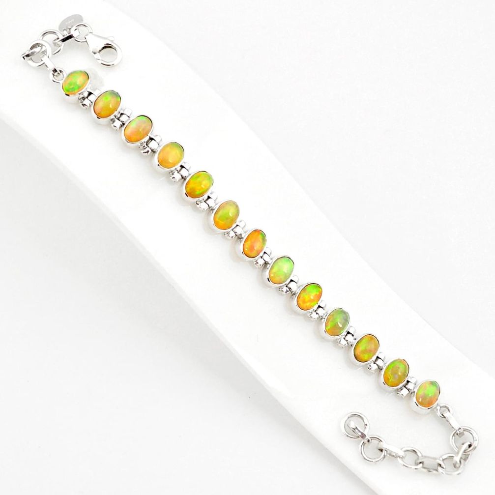 18.24cts natural multi color ethiopian opal 925 silver tennis bracelet r75262