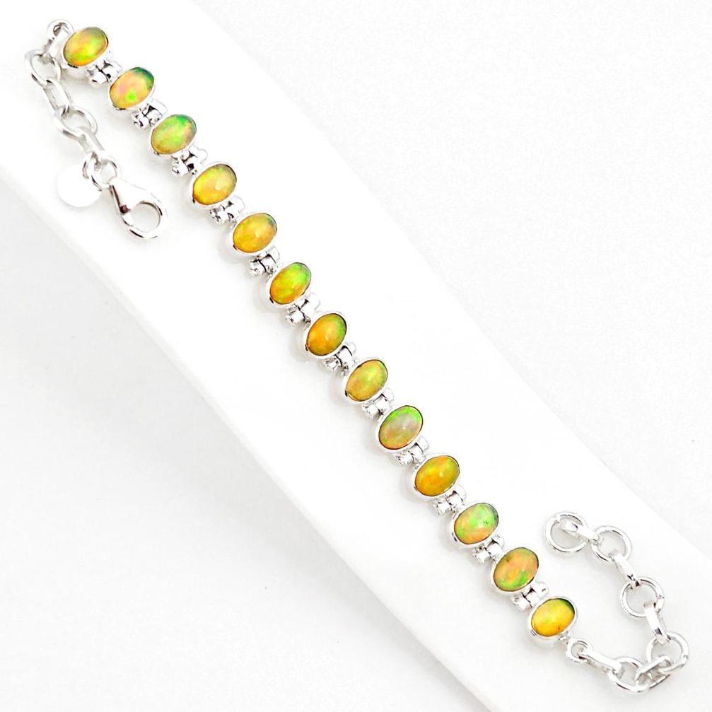 18.23cts natural multi color ethiopian opal 925 silver tennis bracelet r75266