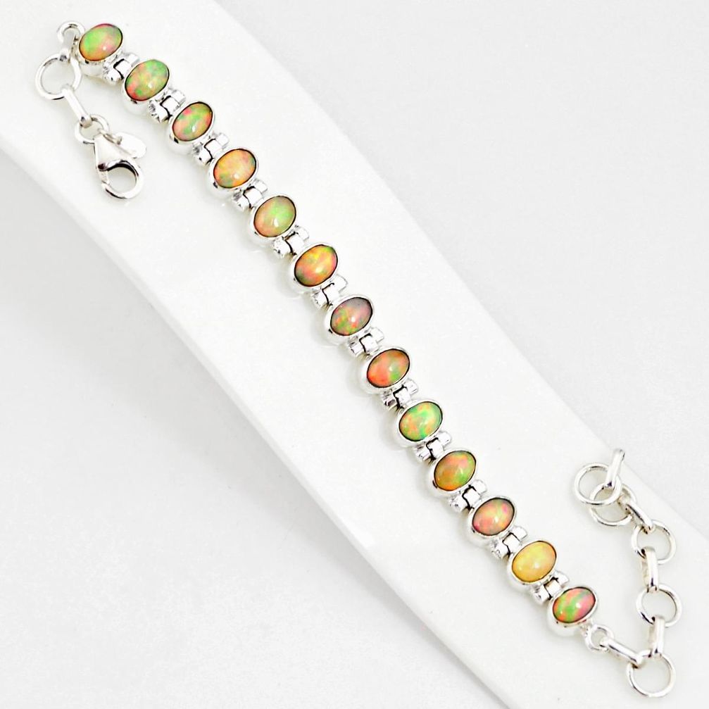 20.84cts natural multi color ethiopian opal 925 silver tennis bracelet r76225