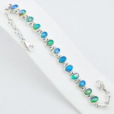 18.38cts natural multi color ethiopian opal 925 silver tennis bracelet t5893