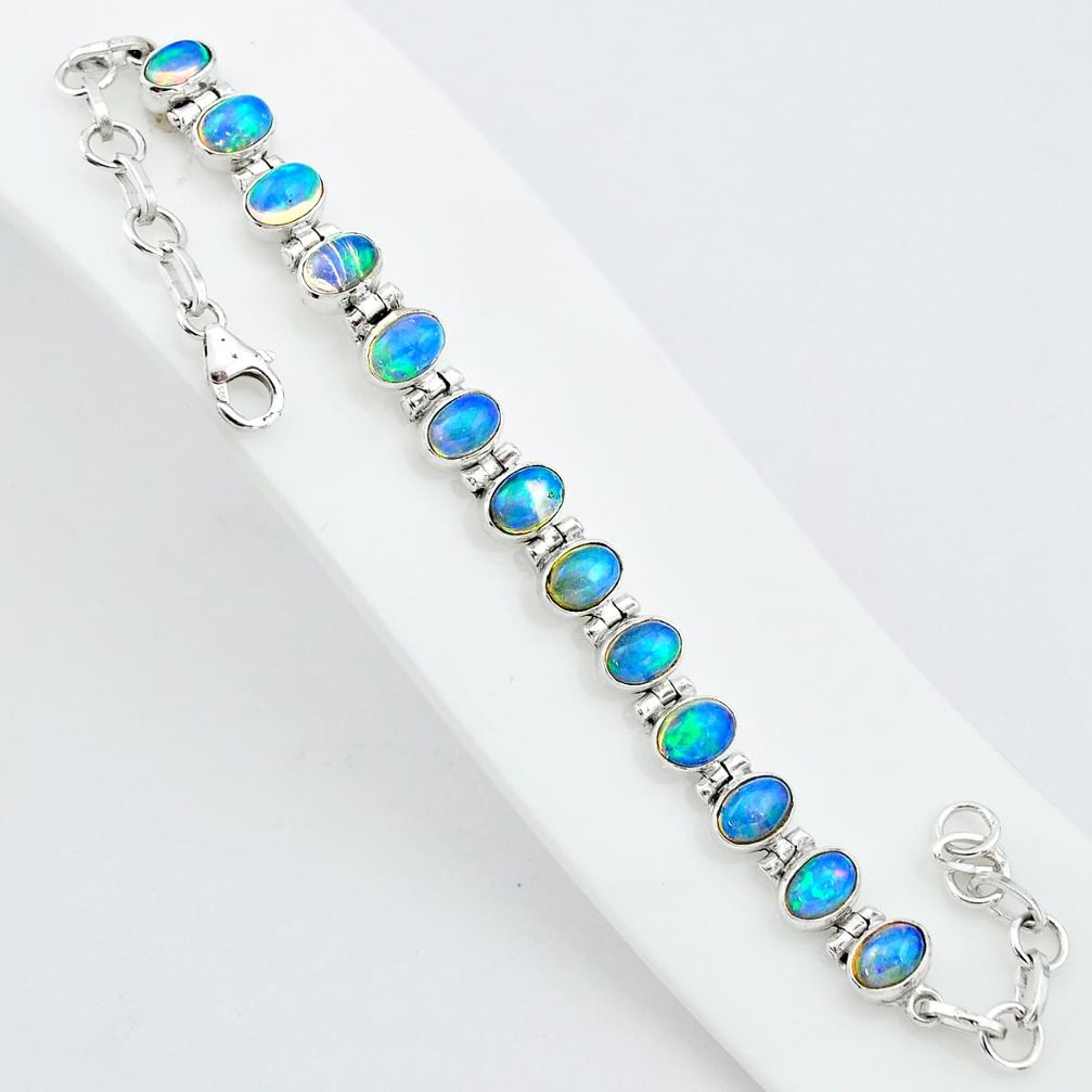 19.53cts natural multicolor ethiopian opal 925 sterling silver bracelet t5902