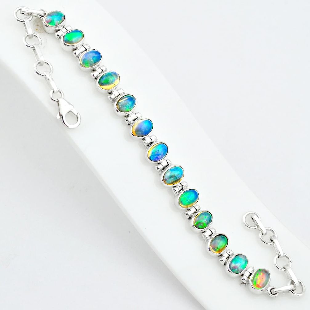 18.72cts natural multicolor ethiopian opal 925 sterling silver bracelet t5903
