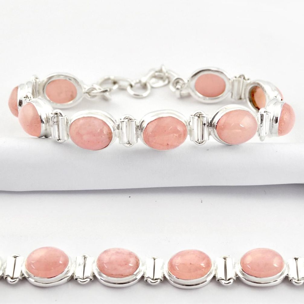 36.67cts natural pink morganite 925 sterling silver tennis bracelet r38987