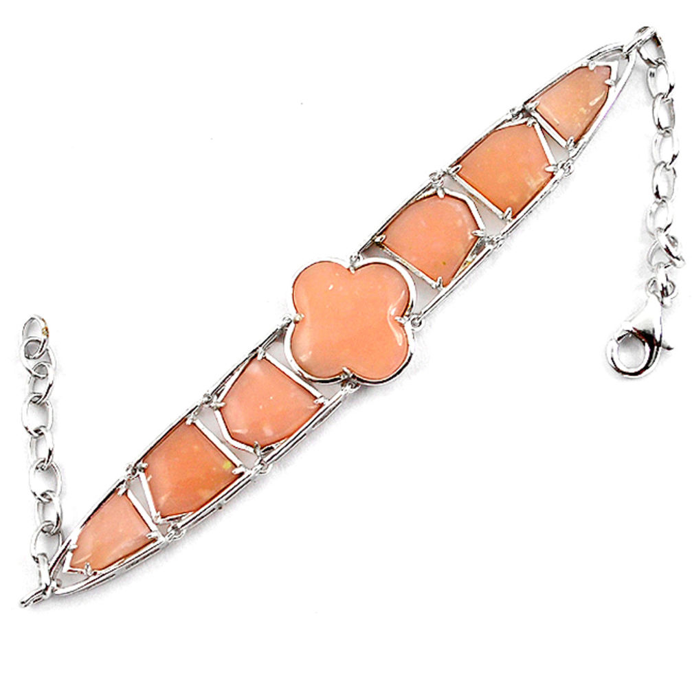 LAB Natural pink opal fancy 925 sterling silver bracelet jewelry a59355 c13927