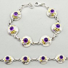 5.40cts natural purple amethyst 925 silver 14k gold tennis bracelet t72225