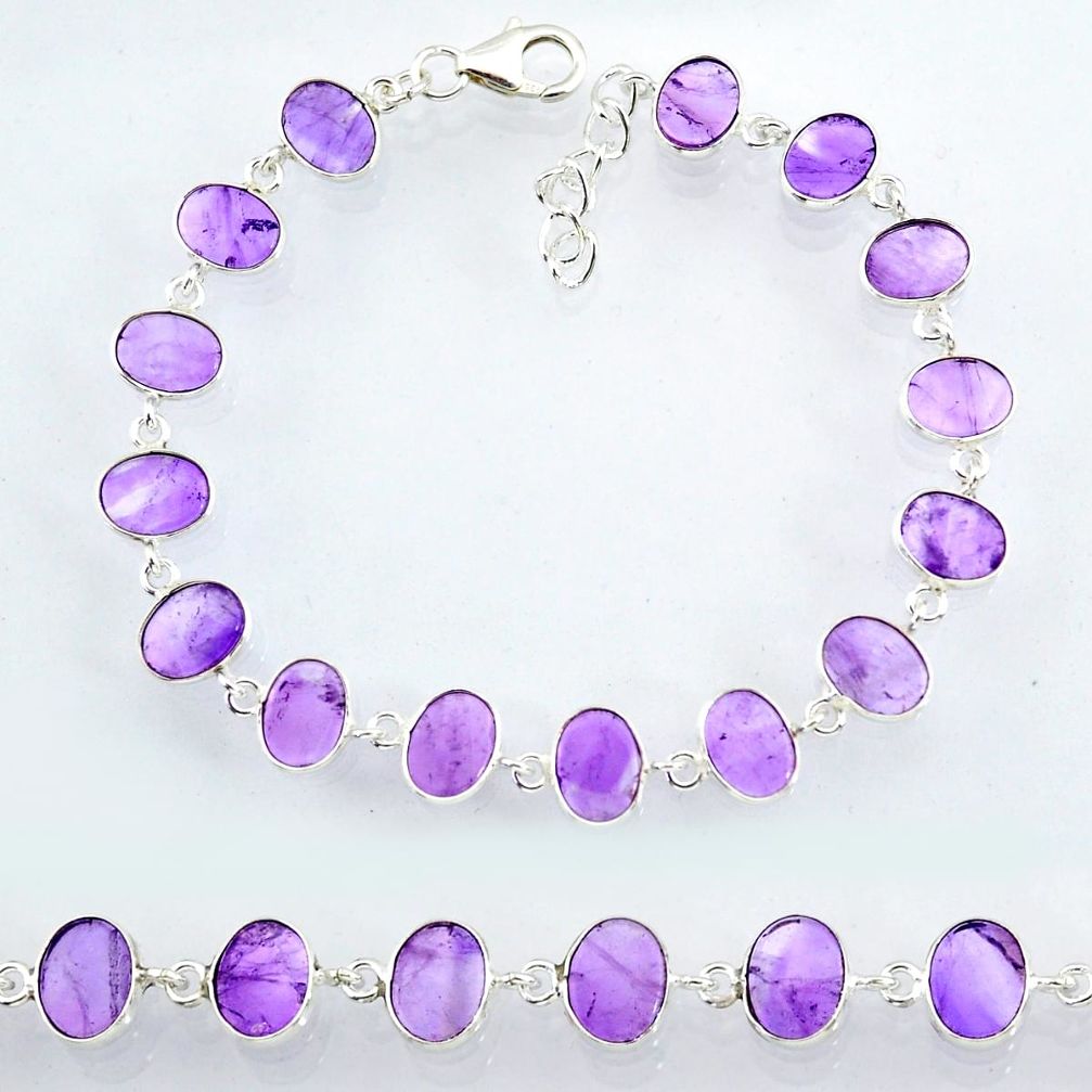 20.07cts natural purple amethyst 925 sterling handmade silver bracelet r88247