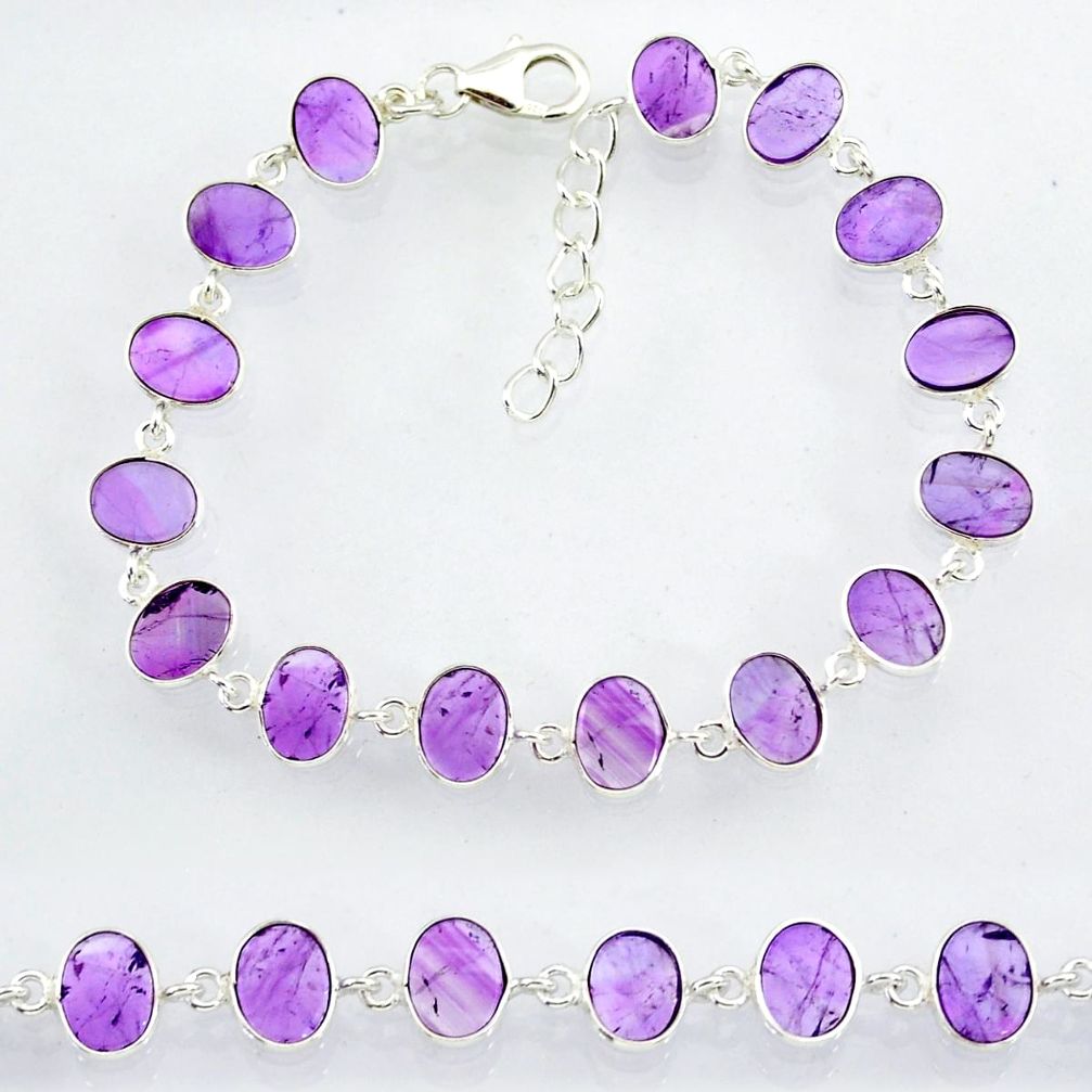 20.19cts natural purple amethyst 925 sterling handmade silver bracelet r88250