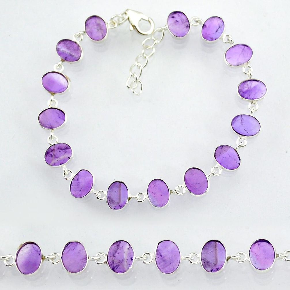 20.89cts natural purple amethyst 925 sterling handmade silver bracelet r88253