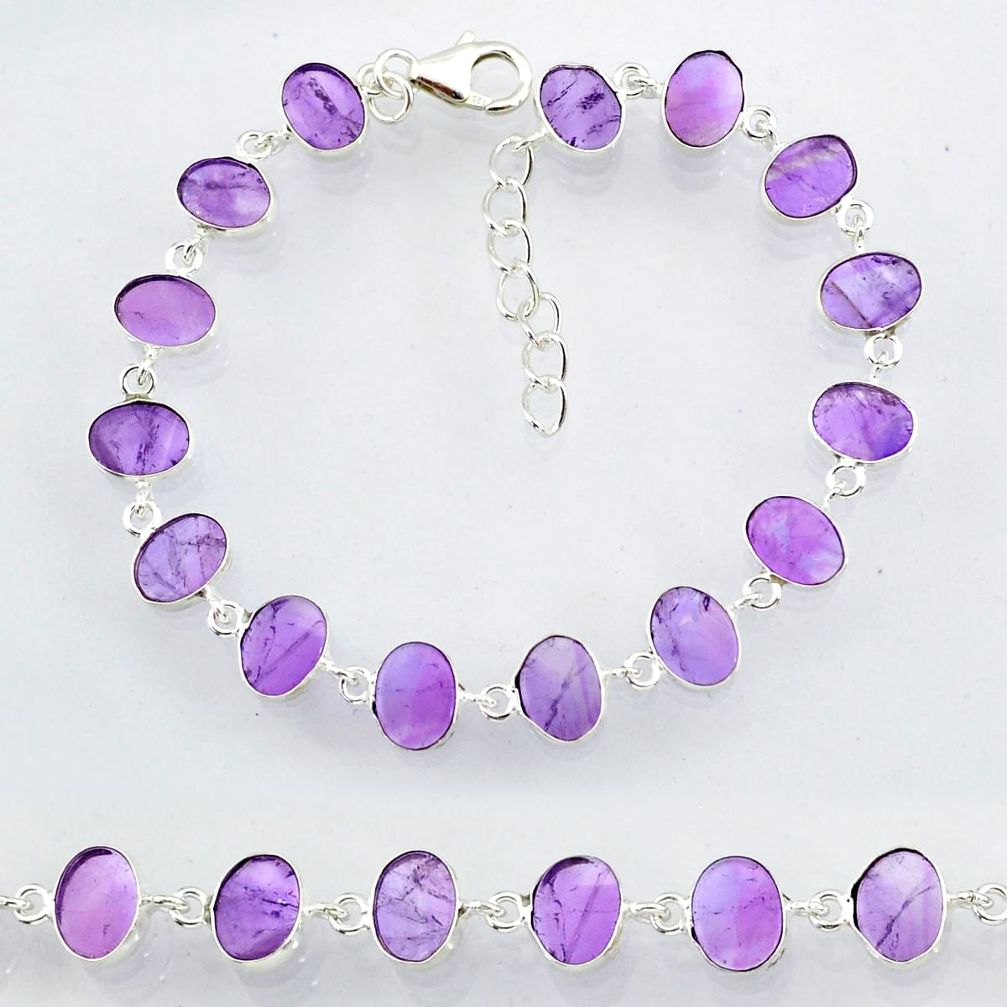 21.47cts natural purple amethyst 925 sterling handmade silver bracelet r88254