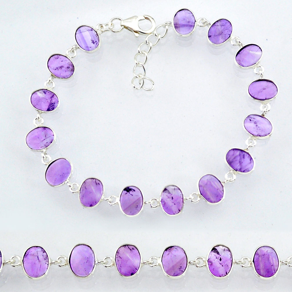 20.31cts natural purple amethyst 925 sterling handmade silver bracelet r88255