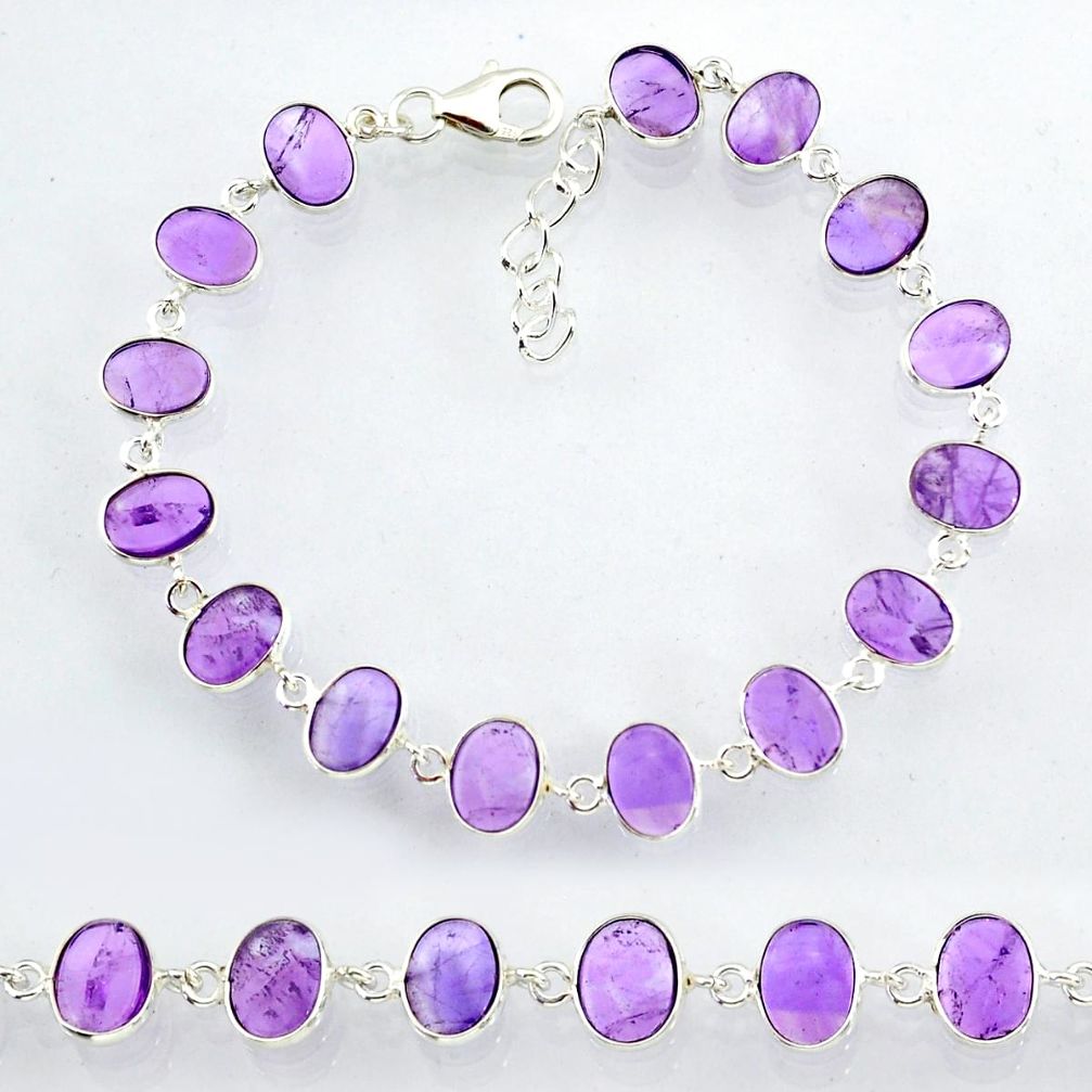 22.05cts natural purple amethyst 925 sterling handmade silver bracelet r88260