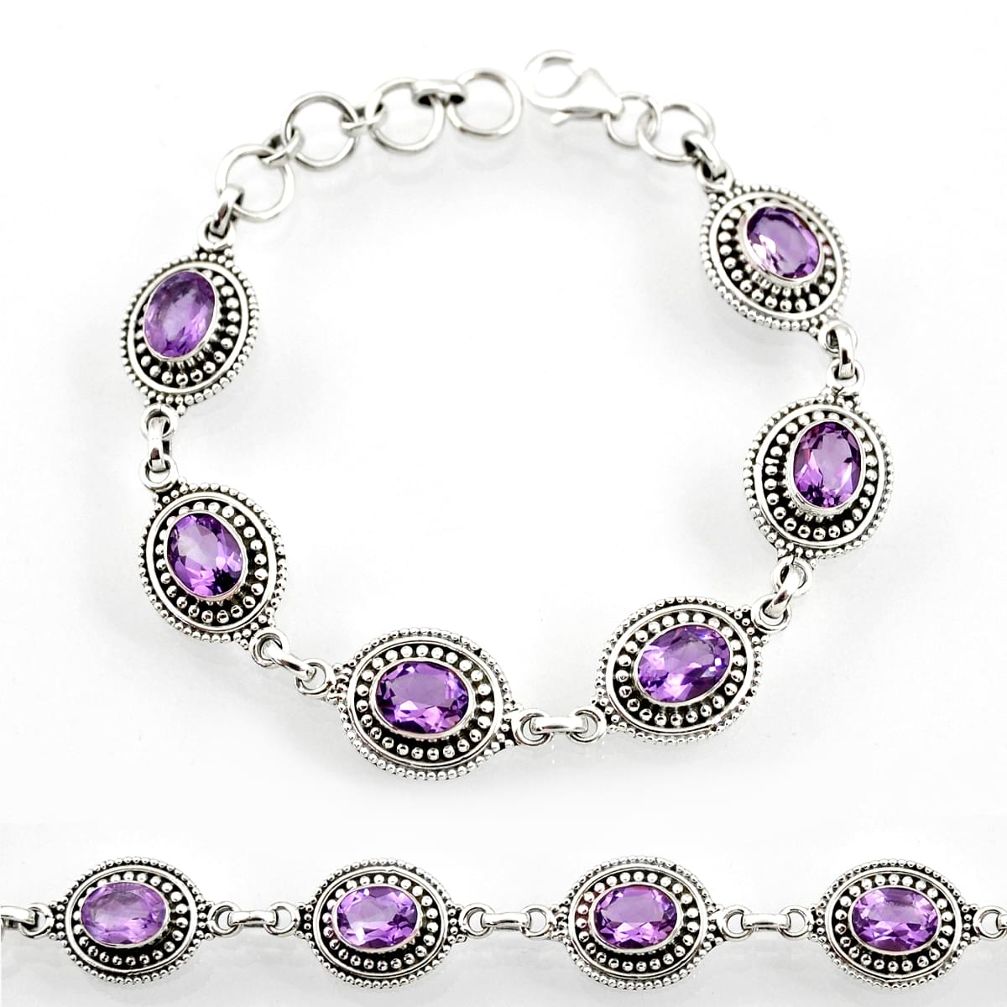 11.93cts natural purple amethyst 925 sterling silver tennis bracelet d44290