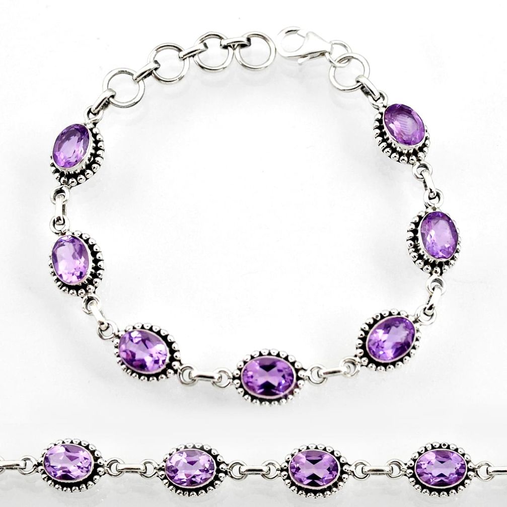 14.42cts natural purple amethyst 925 sterling silver tennis bracelet d44291