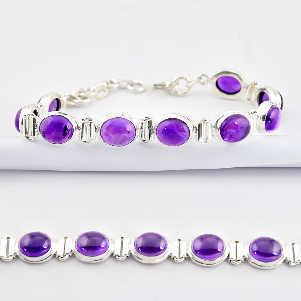 38.72cts natural purple amethyst 925 sterling silver tennis bracelet r38787