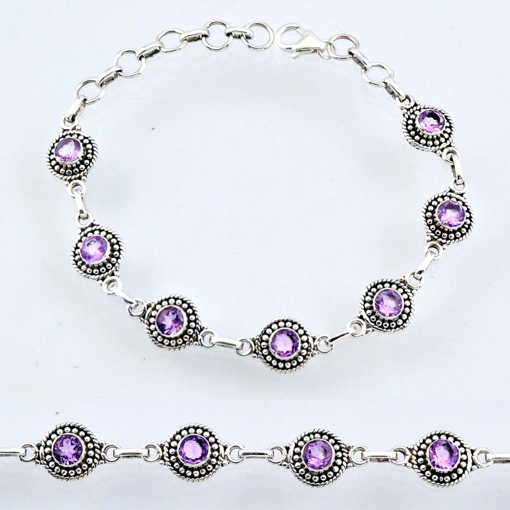 6.28cts natural purple amethyst 925 sterling silver tennis bracelet r54927