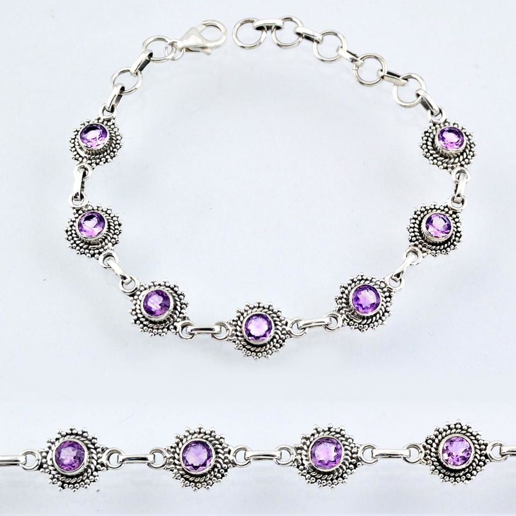 5.81cts natural purple amethyst 925 sterling silver tennis bracelet r54947