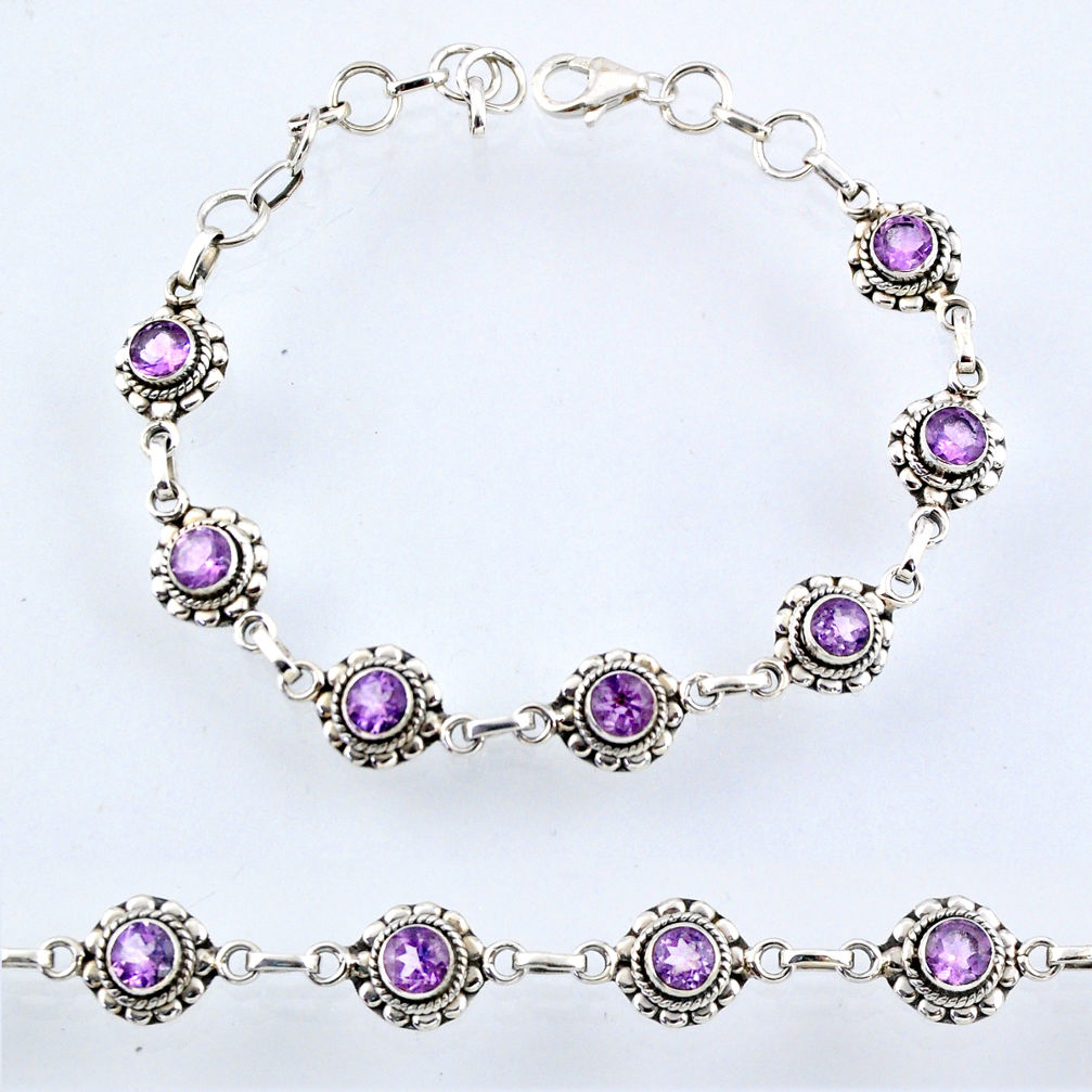 6.02cts natural purple amethyst 925 sterling silver tennis bracelet r54950