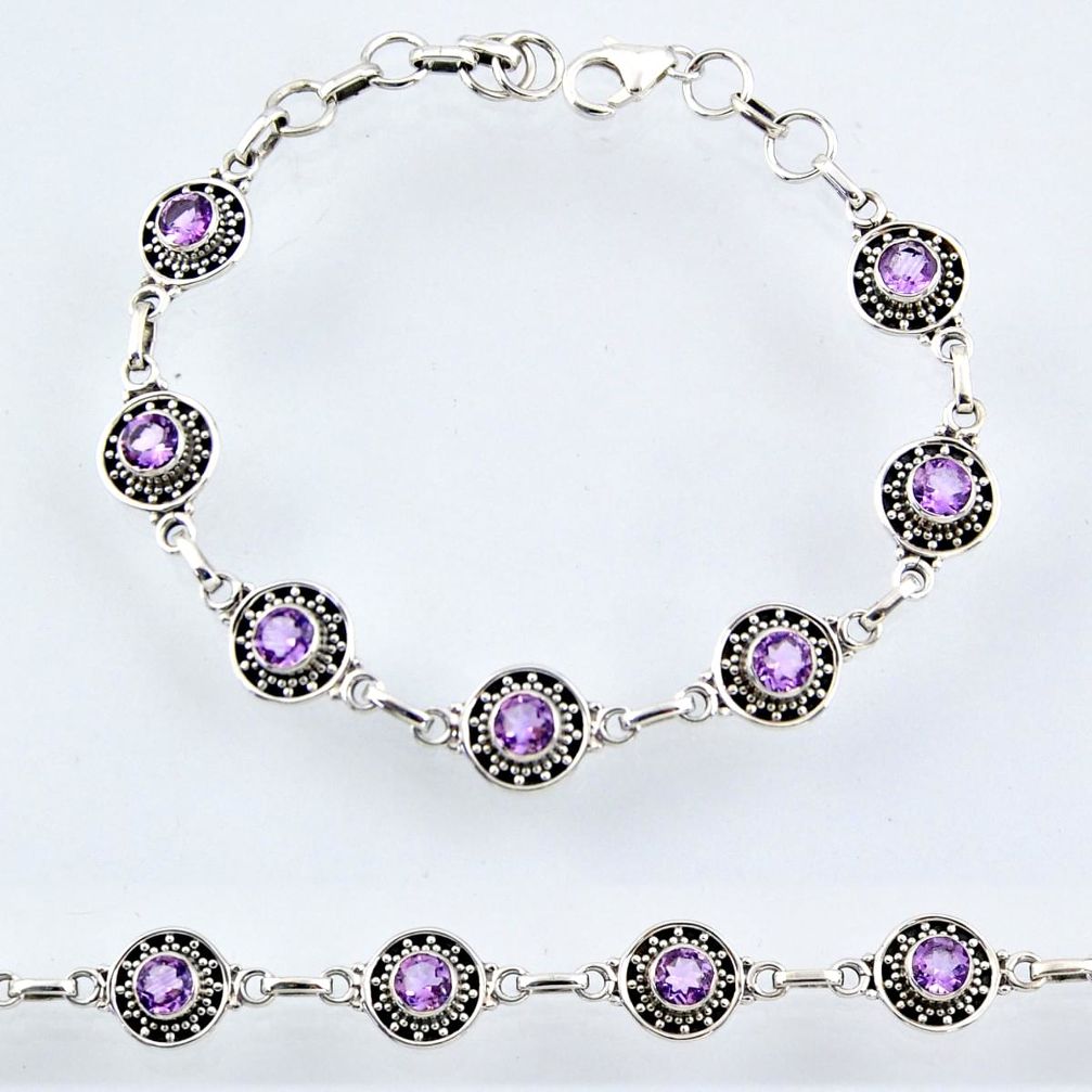 5.81cts natural purple amethyst 925 sterling silver tennis bracelet r54962