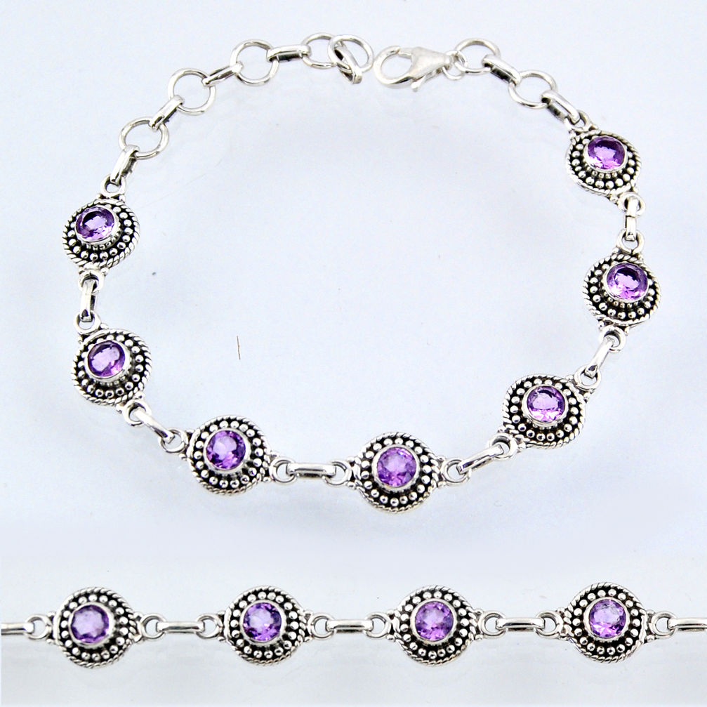 6.29cts natural purple amethyst 925 sterling silver tennis bracelet r54991