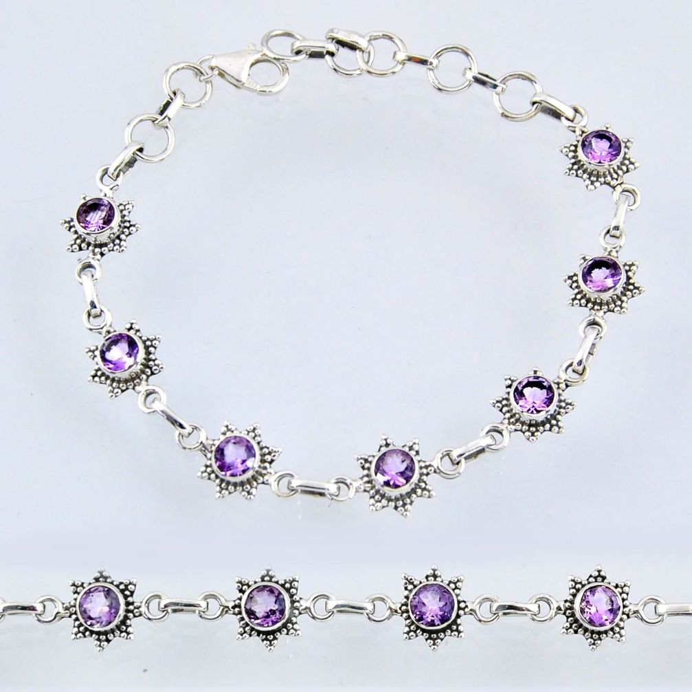 6.61cts natural purple amethyst 925 sterling silver tennis bracelet r55010