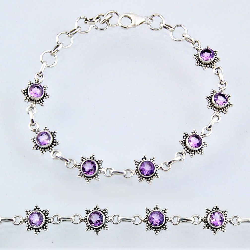 6.61cts natural purple amethyst 925 sterling silver tennis bracelet r55011