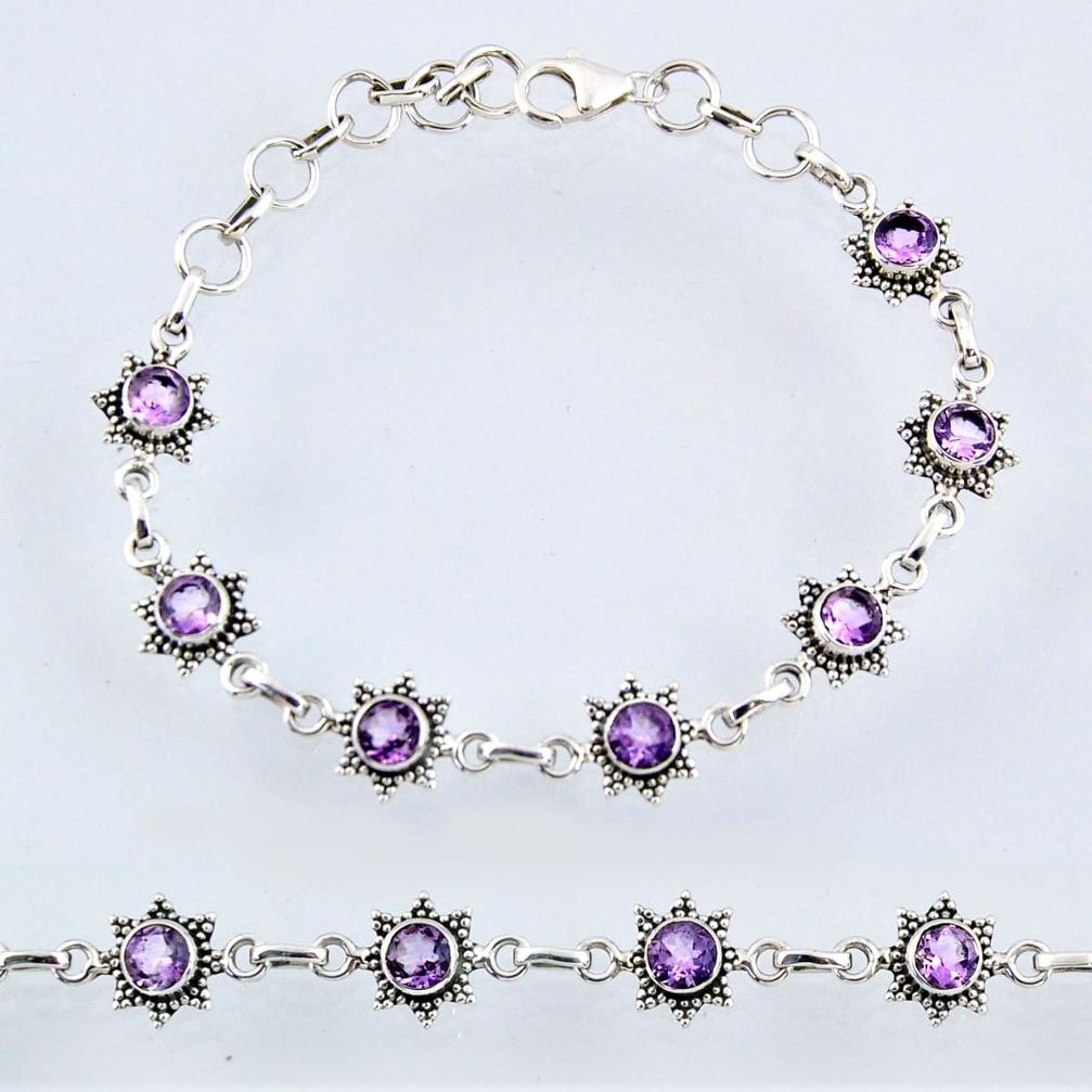 6.61cts natural purple amethyst 925 sterling silver tennis bracelet r55012