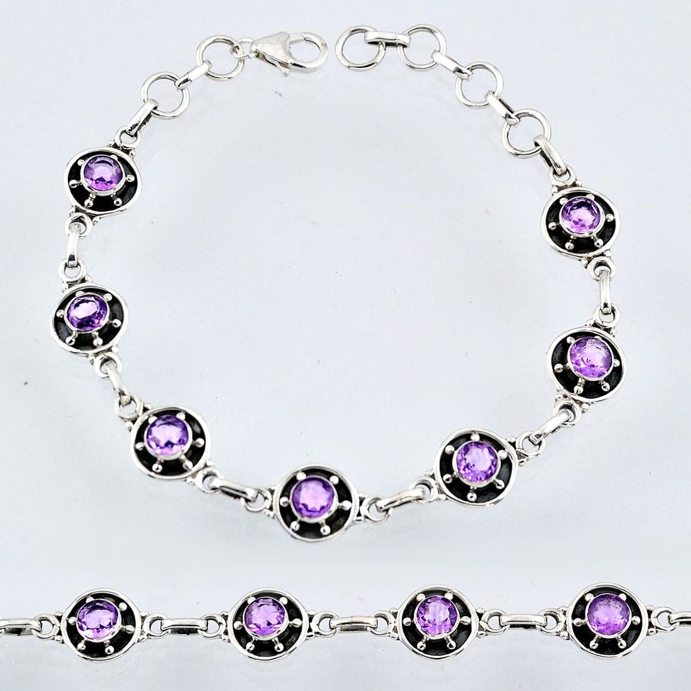 6.90cts natural purple amethyst 925 sterling silver tennis bracelet r55028