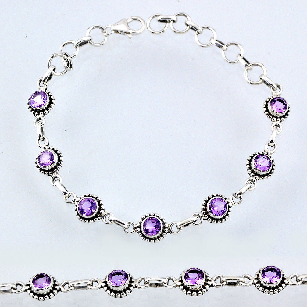 6.78cts natural purple amethyst 925 sterling silver tennis bracelet r55051