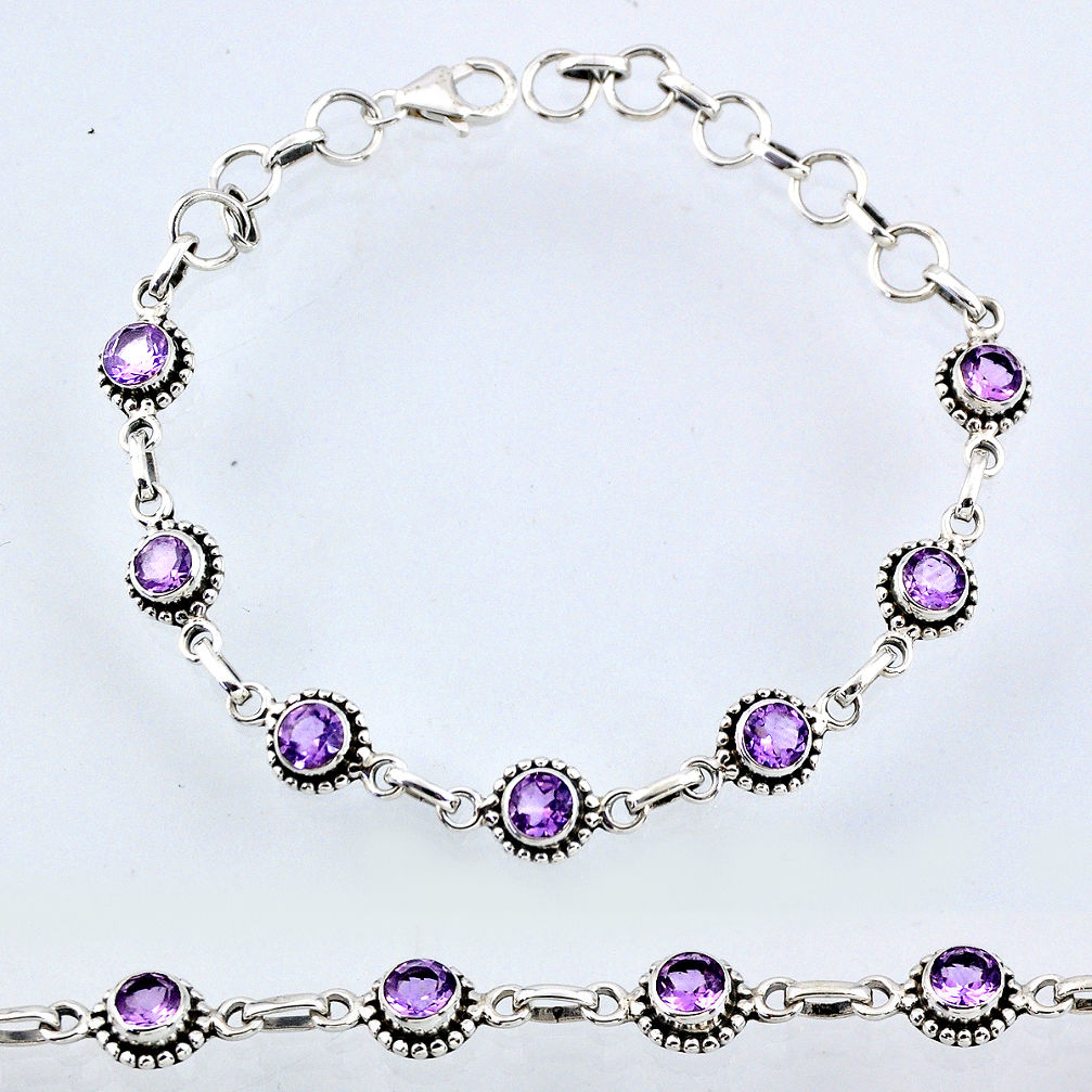 6.79cts natural purple amethyst 925 sterling silver tennis bracelet r55053