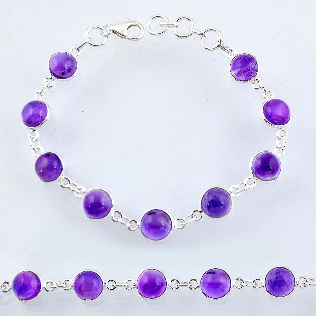 25.31cts natural purple amethyst 925 sterling silver tennis bracelet r55068