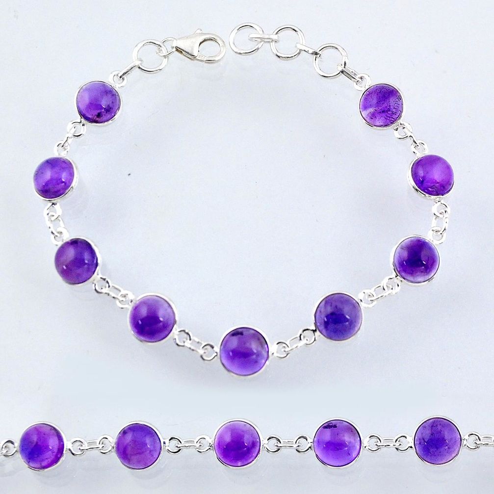 25.93cts natural purple amethyst 925 sterling silver tennis bracelet r55071