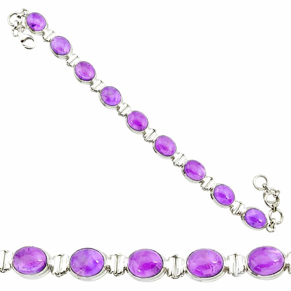 37.86cts natural purple amethyst 925 sterling silver tennis bracelet r84240