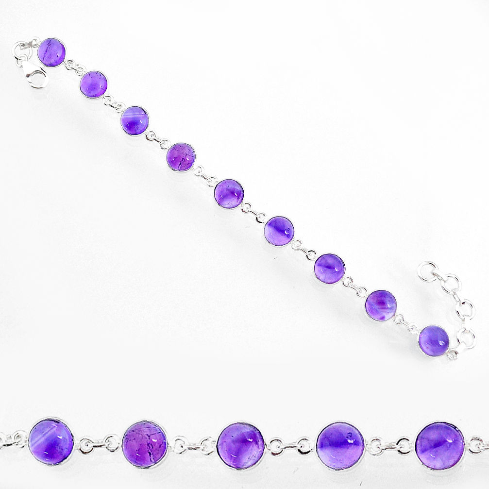 24.28cts natural purple amethyst 925 sterling silver tennis bracelet r84916