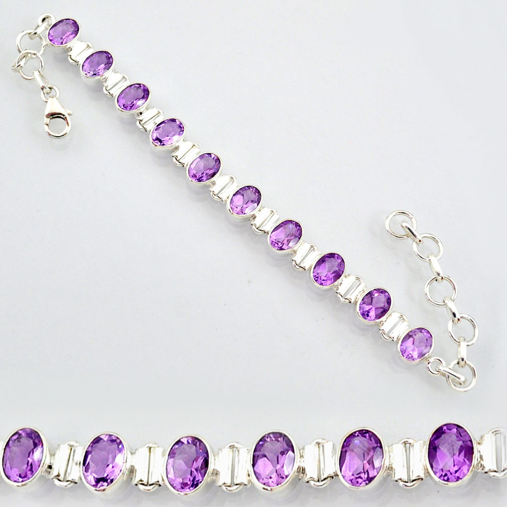 20.73cts natural purple amethyst 925 sterling silver tennis bracelet r87064