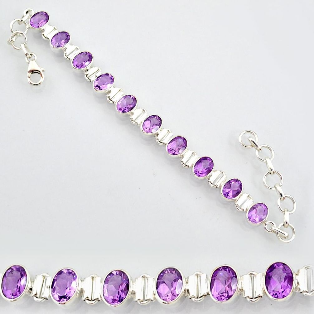 20.54cts natural purple amethyst 925 sterling silver tennis bracelet r87096