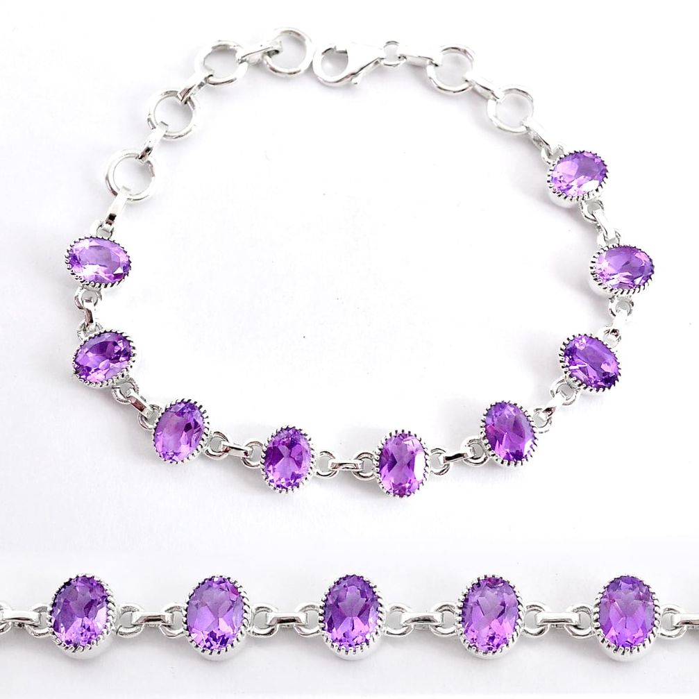 17.34cts natural purple amethyst 925 sterling silver tennis bracelet r94061