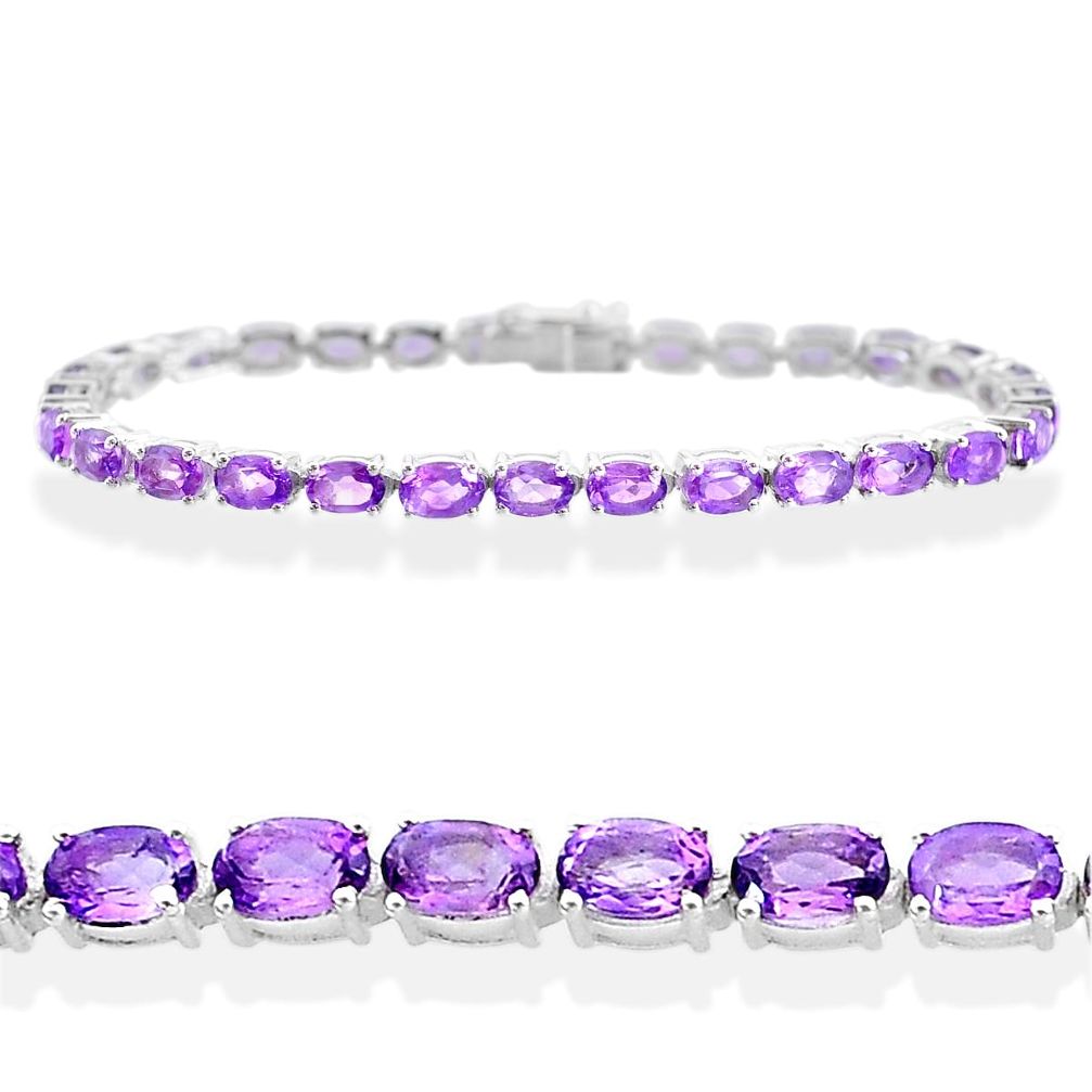 26.83cts natural purple amethyst 925 sterling silver tennis bracelet t12277