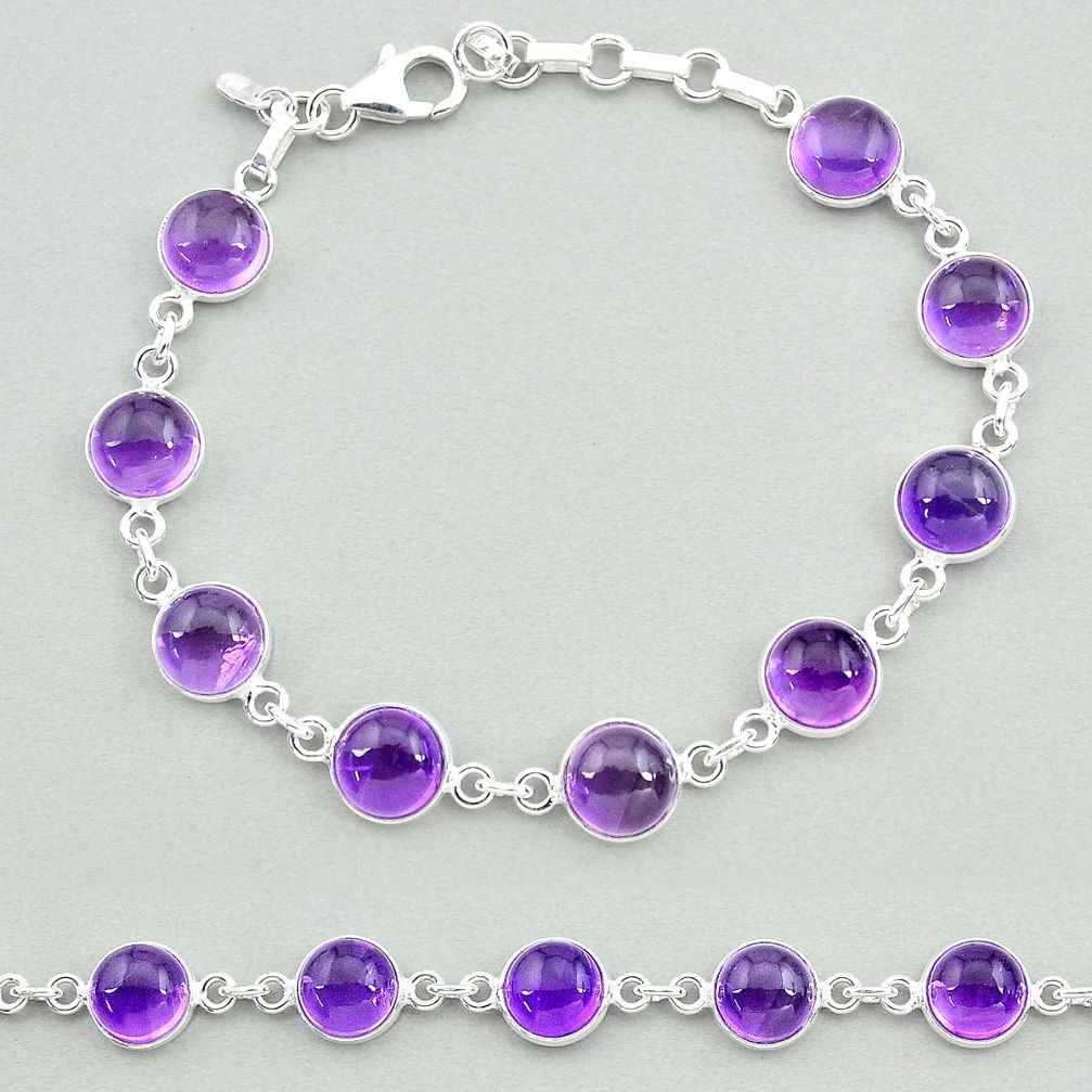 24.44cts natural purple amethyst 925 sterling silver tennis bracelet t19665