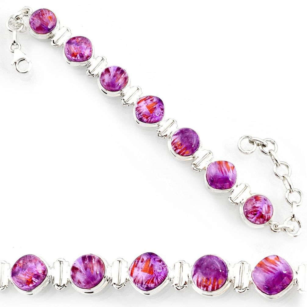  purple cacoxenite super seven 925 silver tennis bracelet d44358
