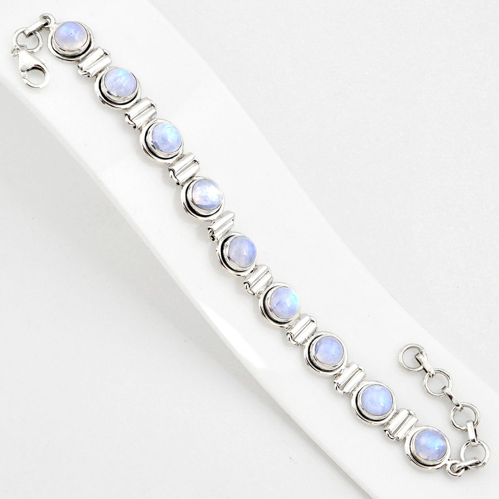 24.16cts natural rainbow moonstone 925 silver tennis bracelet jewelry r75280
